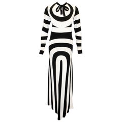 Marc Jacobs Black & White 60's Mod Design Long Sleeve Evening Dress 8 US