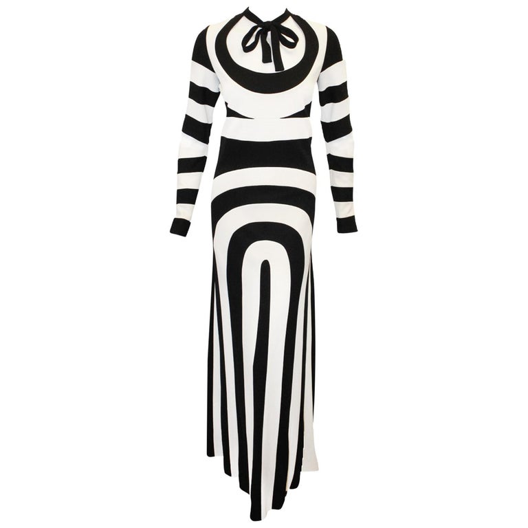 Marc Jacobs Black and White 60's Mod Design Long Sleeve Evening Dress ...