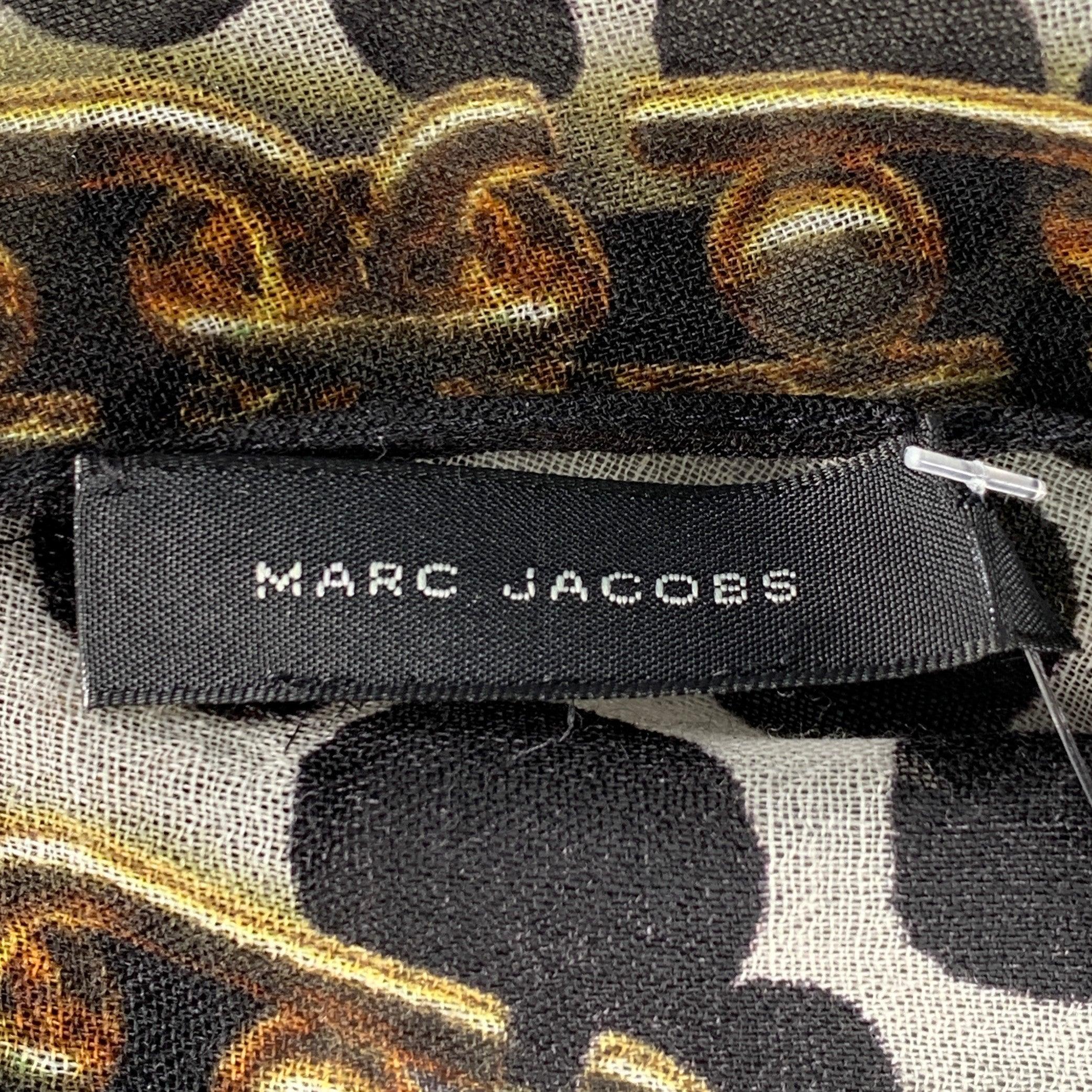 MARC JACOBS Black White Brown Dots Chain Scarf In Excellent Condition In San Francisco, CA