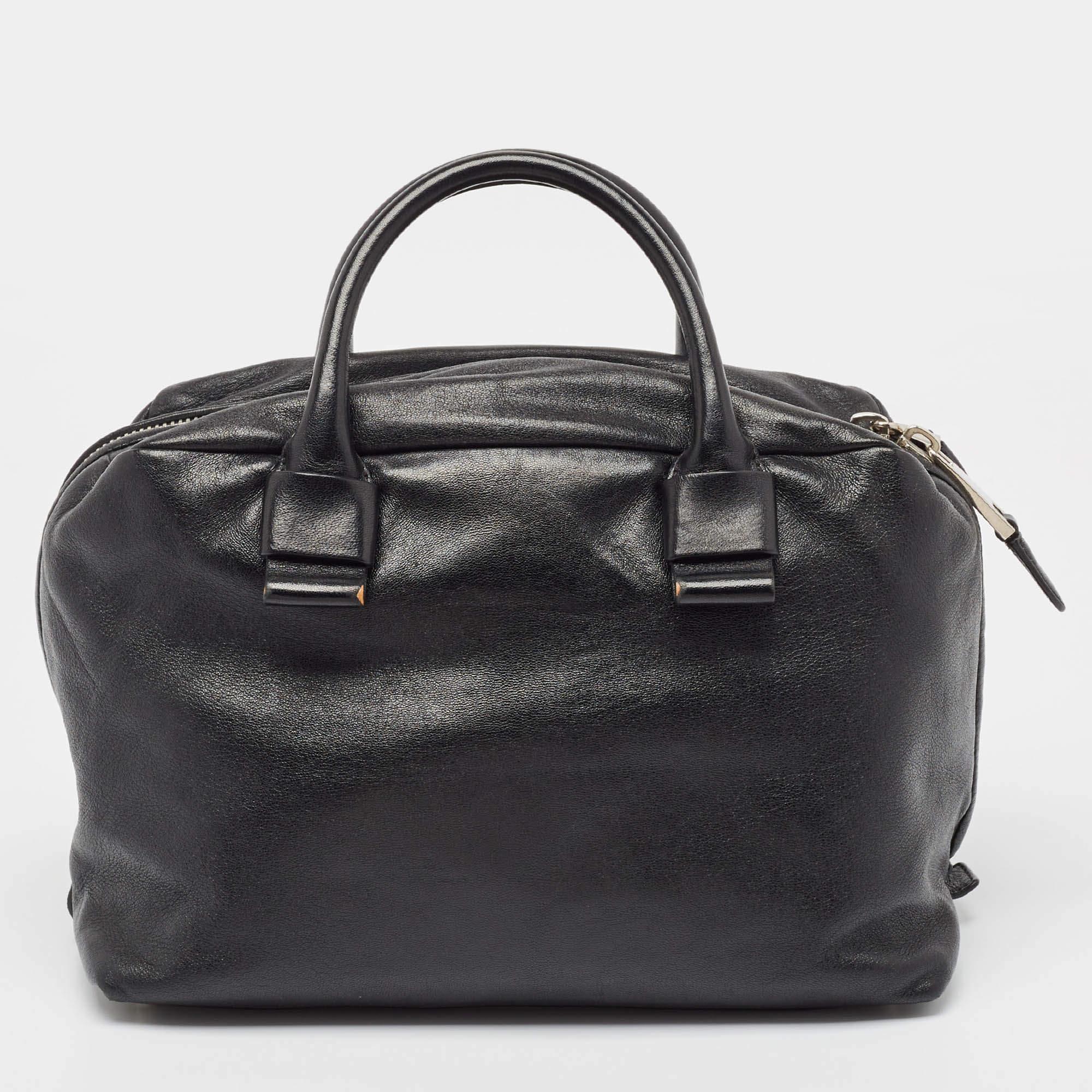 Women's Marc Jacobs Black/White Leather Small Striped Prince Antonia Satchel