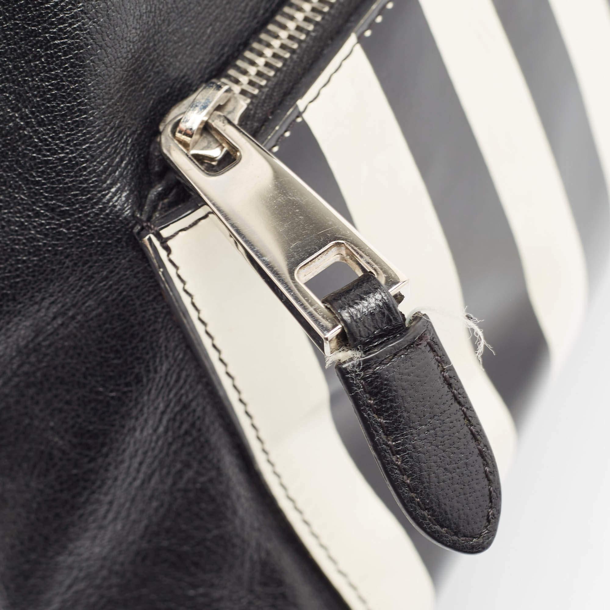 Marc Jacobs Black/White Leather Small Striped Prince Antonia Satchel 3