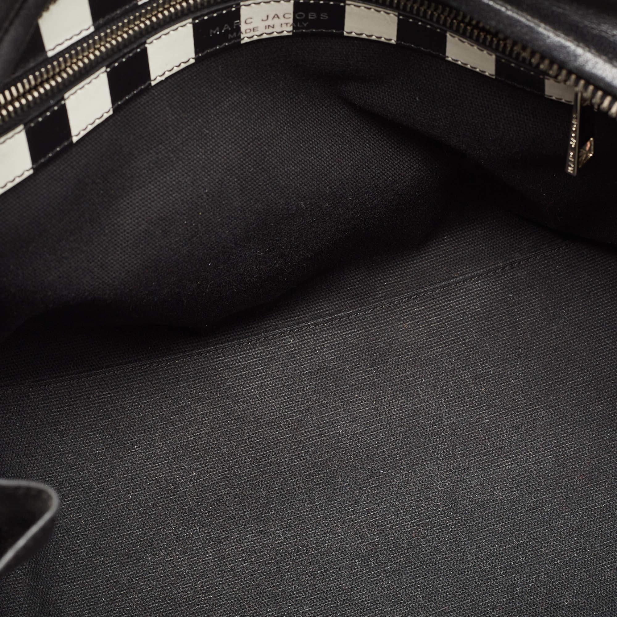 Marc Jacobs Black/White Leather Small Striped Prince Antonia Satchel 5