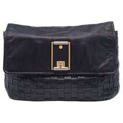 Marc Jacobs Black Woven Leather Hutton Clutch