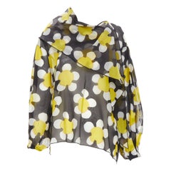MARC JACOBS black yelow daisy draped neckline blouse top US2 XS