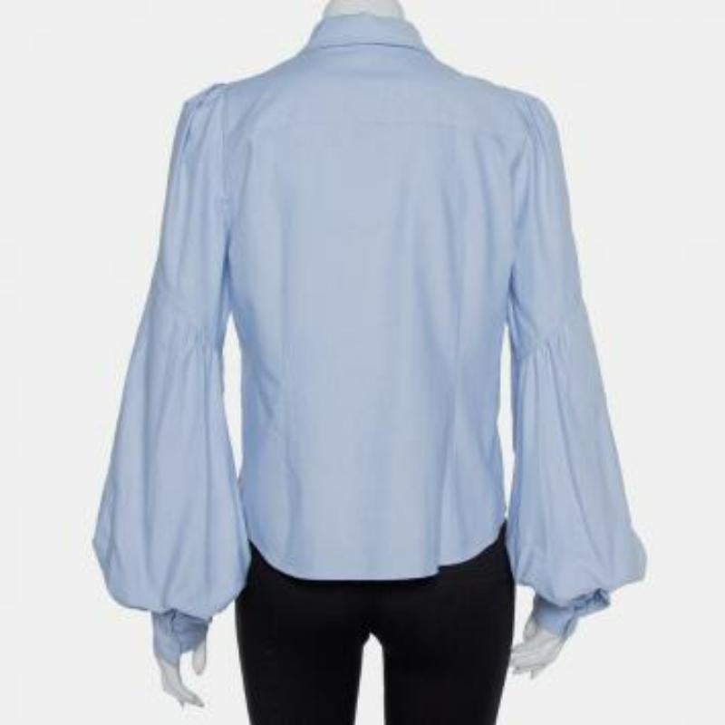 Donna Marc Jacobs - Camicia aderente con maniche a sbuffo a pannelli in cotone blu - M in vendita
