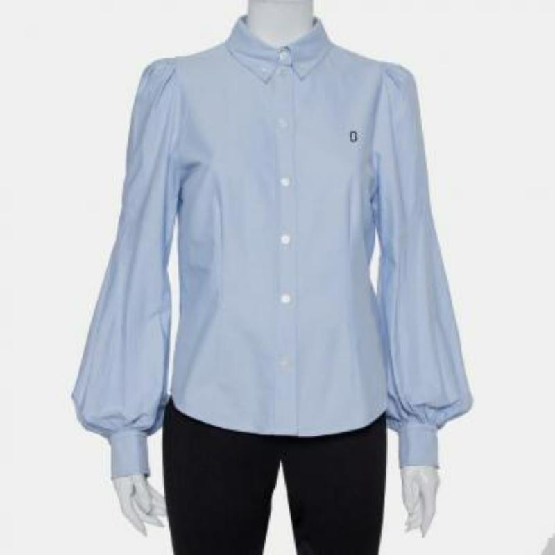 Marc Jacobs - Camicia aderente con maniche a sbuffo a pannelli in cotone blu - M in vendita 1