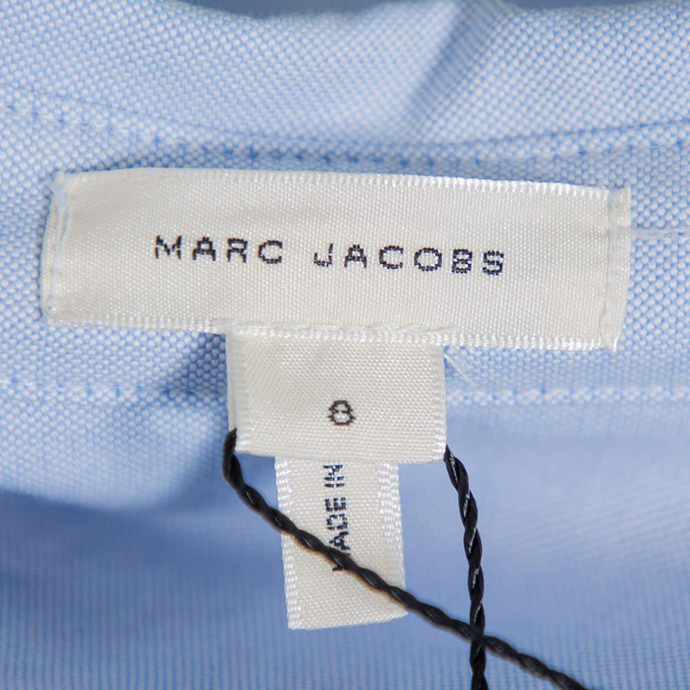 Marc Jacobs Blue Cotton Paneled Puff Sleeve Detail Fitted Shirt M For Sale 1