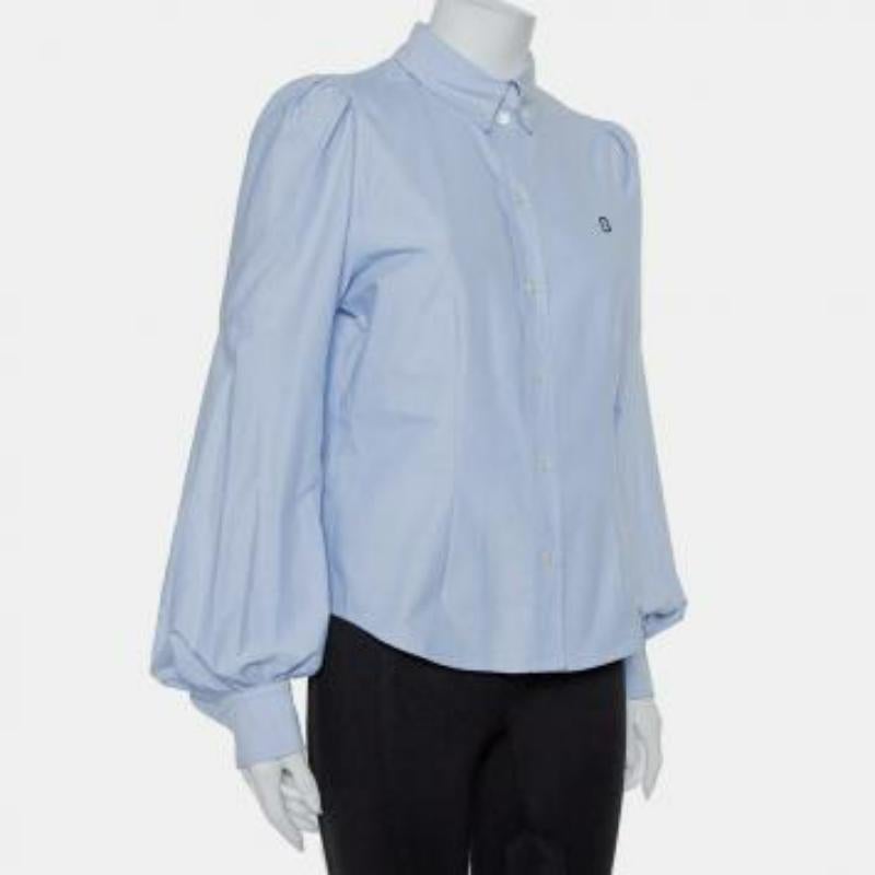 Marc Jacobs - Camicia aderente con maniche a sbuffo a pannelli in cotone blu - M in vendita 2