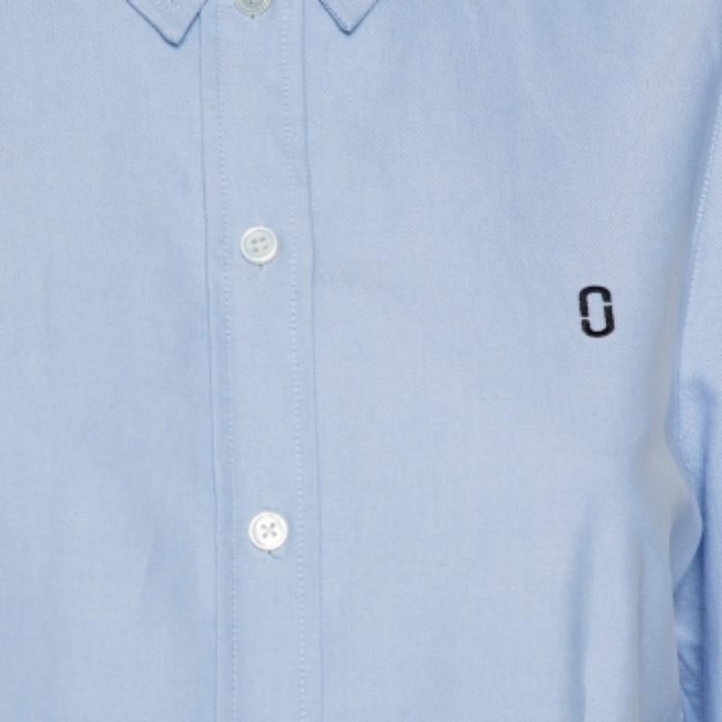 Marc Jacobs - Camicia aderente con maniche a sbuffo a pannelli in cotone blu - M in vendita 3