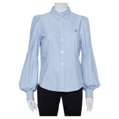 Marc Jacobs Blue Cotton Paneled Puff Sleeve Detail Fitted Shirt M