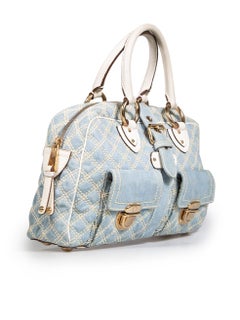 Marc Jacobs Blue Denim Quilted Bowler Bag