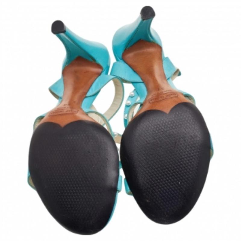 Marc Jacobs Blue Leather Embellished Ankle Strap  Sandals Size 38 For Sale 2