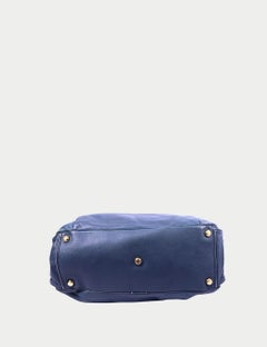 Marc Jacobs Blue Leather Satchel Bag with Front Zip Pocket