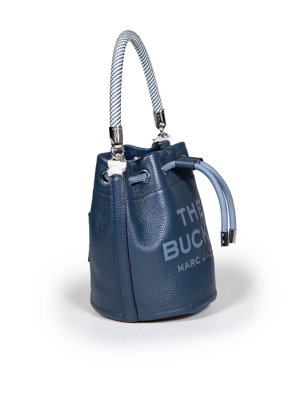 CONDITION is Never worn, with tags. No visible wear to bag is evident on this new Marc Jacobs designer resale item. This item comes with original dust bag.
 
 
 
 Details
 
 
 Model: The Bucket
 
 Blue
 
 Leather
 
 Mini bucket bag
 
 Silver tone