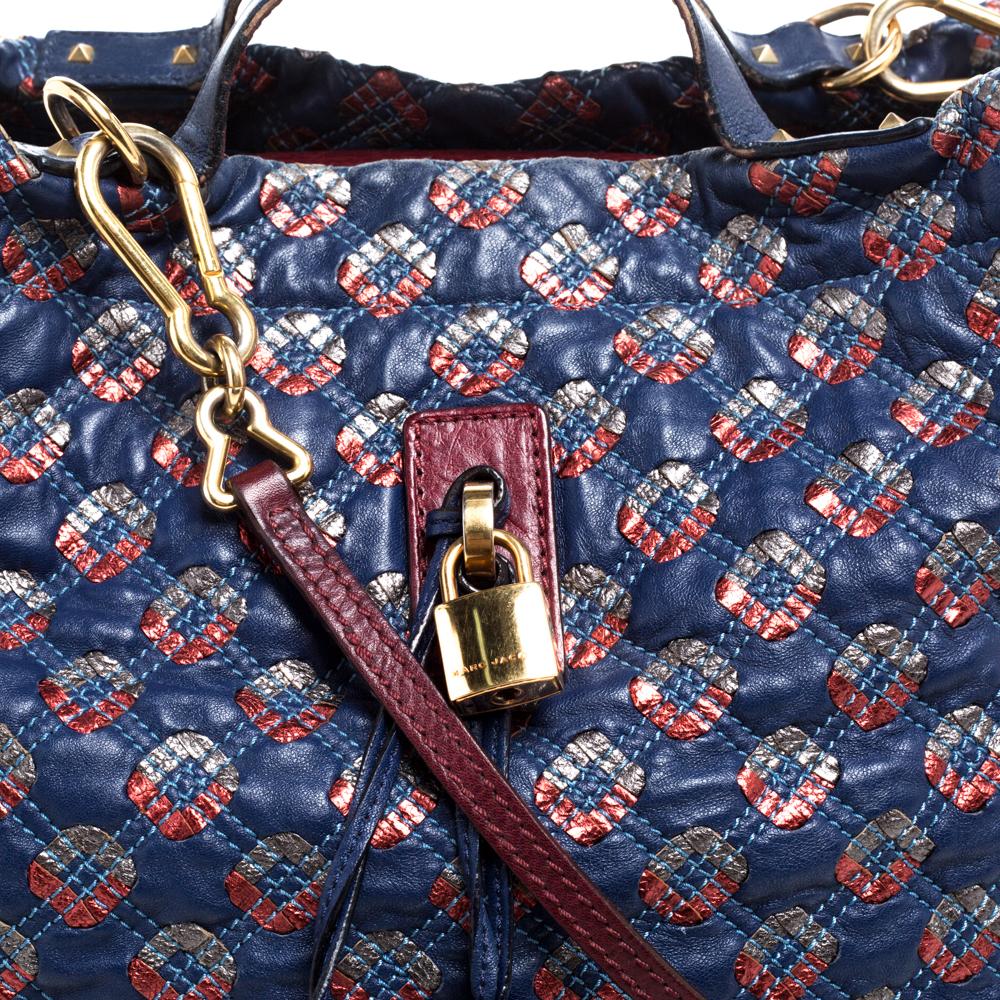 Marc Jacobs - Sac à bandoulière Memphis Robert Jena en cuir matelassé bleu/métallique en vente 7