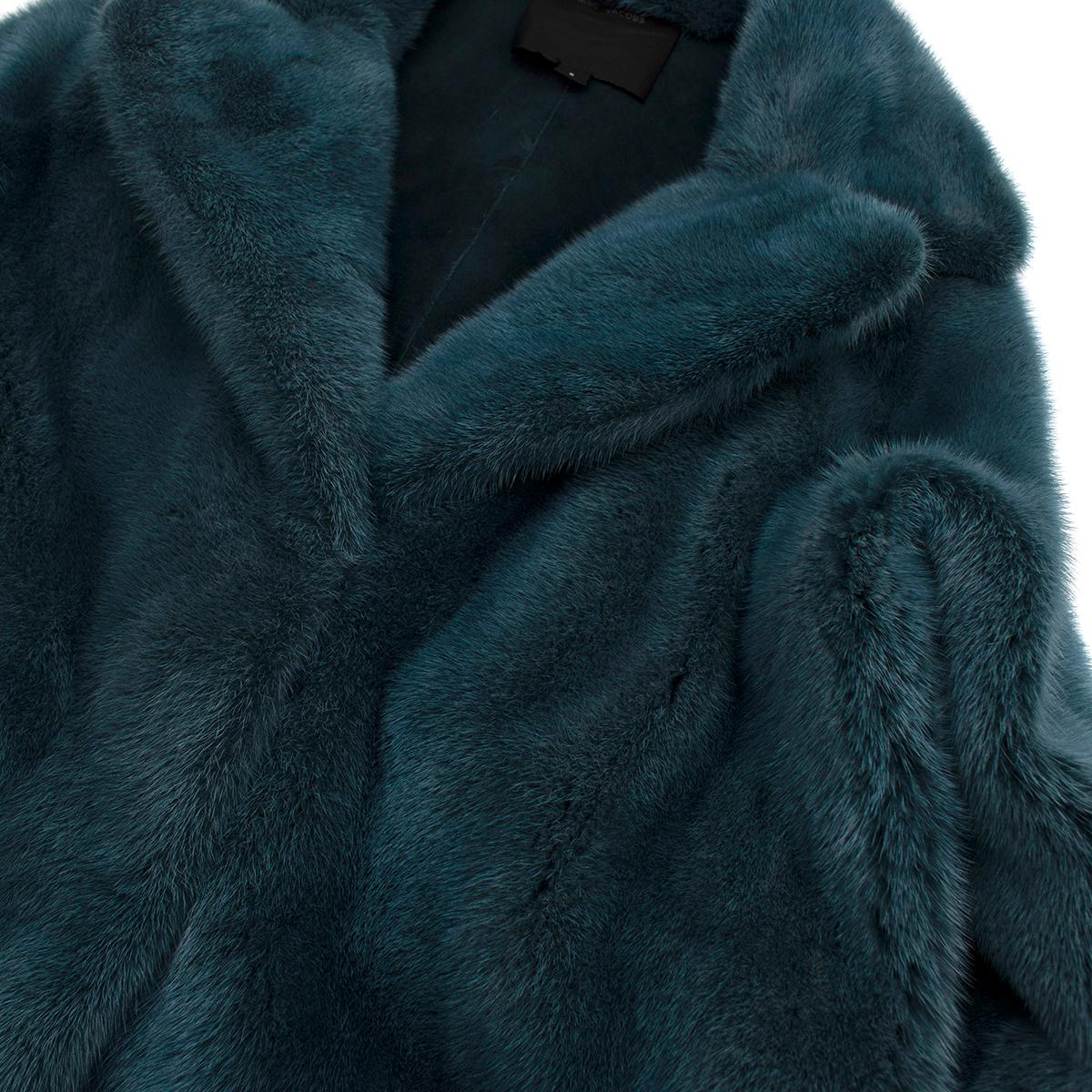 Marc Jacobs Blue Mink Fur Coat - Size 6/S In Excellent Condition For Sale In London, GB