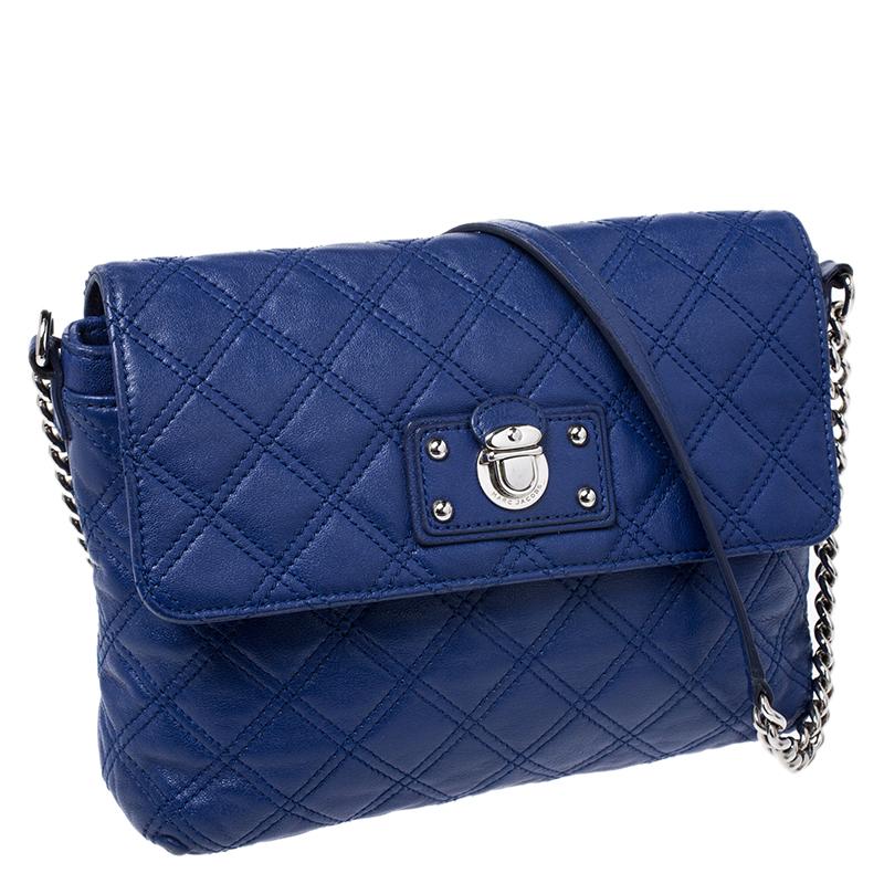 Marc Jacobs Blue Quilted Leather Day to Night Single Shoulder Bag In Good Condition In Dubai, Al Qouz 2