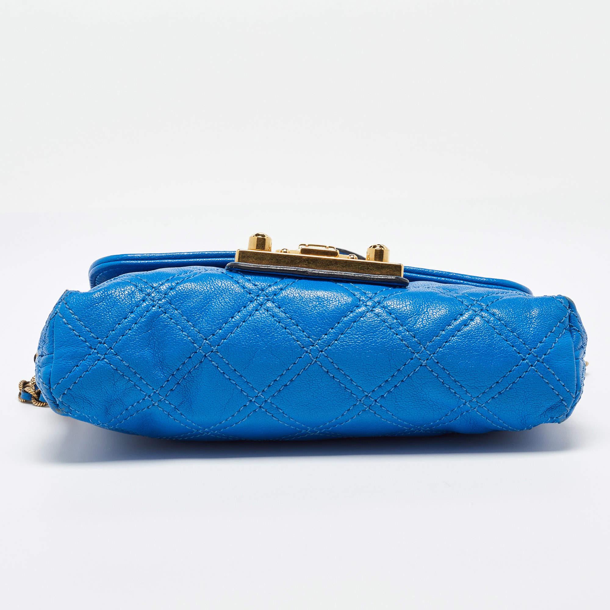 Marc Jacobs Blue Quilted Leather Flap Shoulder Bag 3
