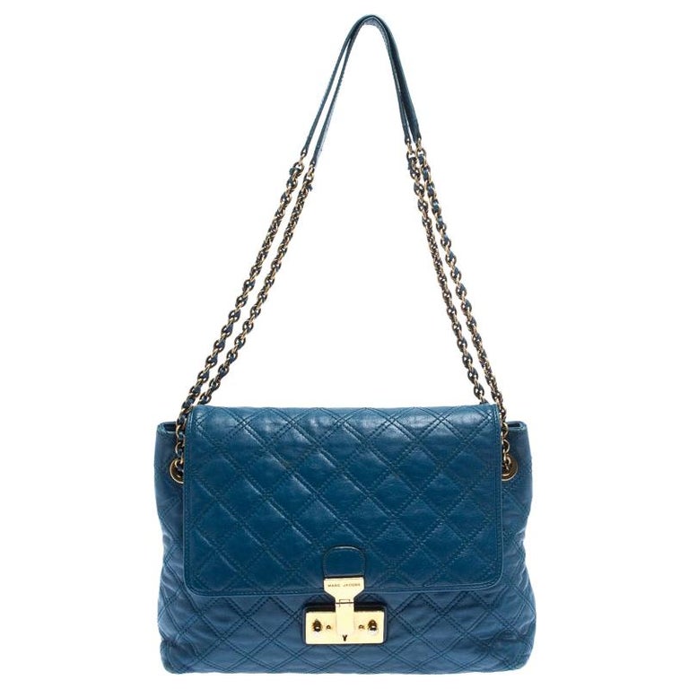 Marc Jacobs Blue Quilted Leather Large Baroque Single Shoulder Bag