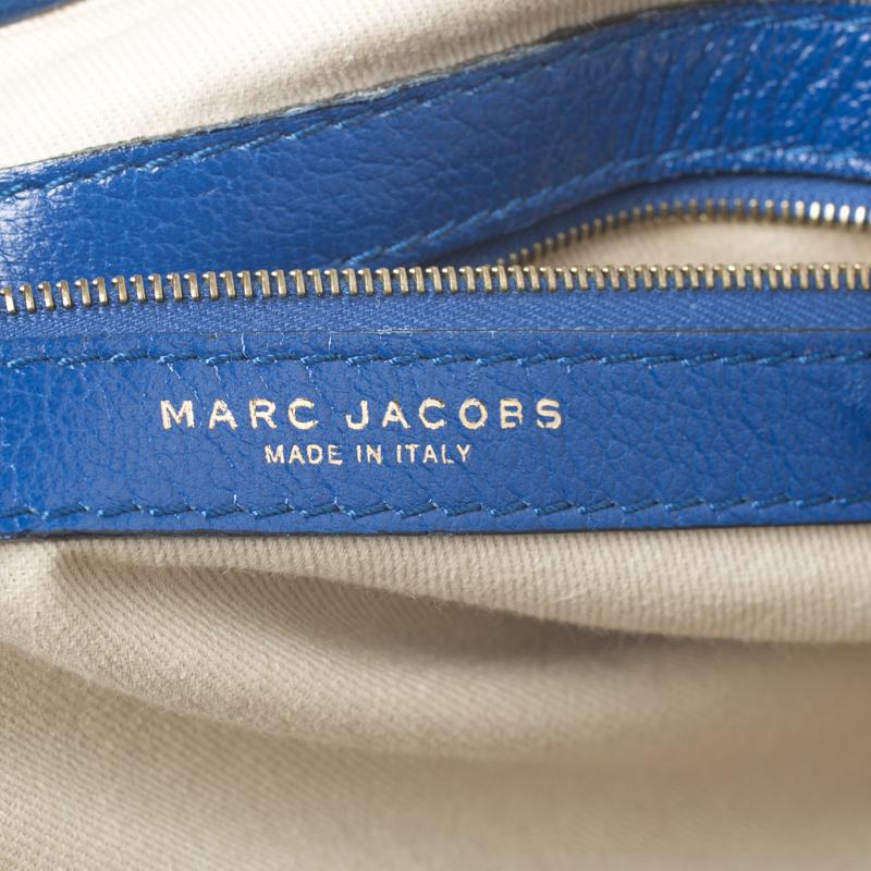 Marc Jacobs Blue Quilted Leather Stam Satchel In Good Condition In Dubai, Al Qouz 2