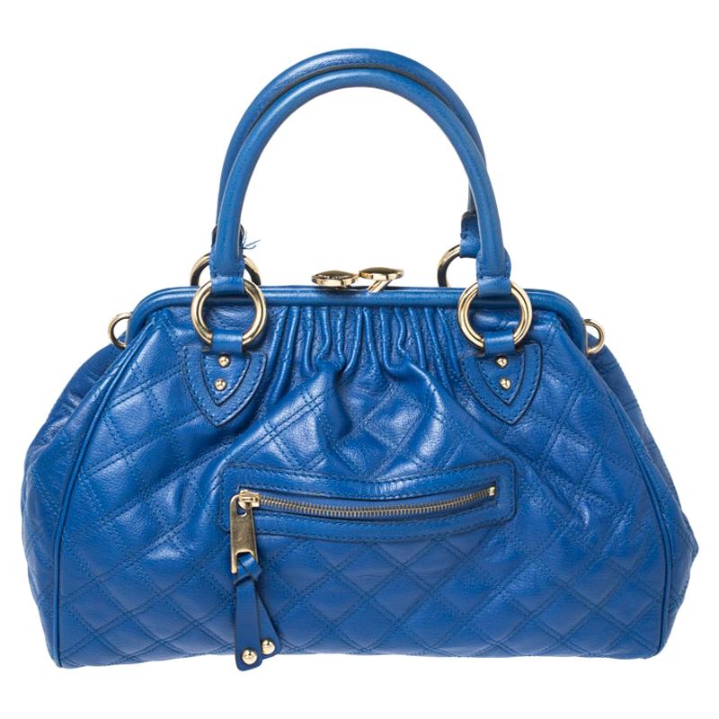 Marc Jacobs Blue Quilted Leather Stam Satchel