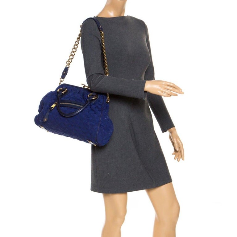 Marc Jacobs Blue Quilted Neoprene and Leather Stam Shoulder Bag For Sale at 1stdibs
