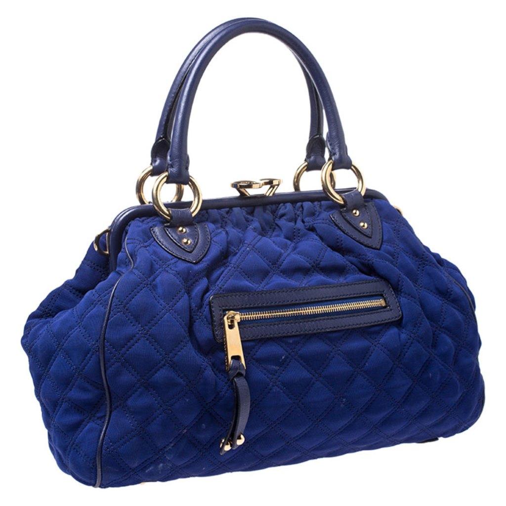 Women's Marc Jacobs Blue Quilted Neoprene and Leather Stam Shoulder Bag