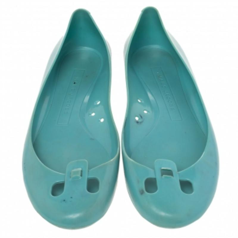 Marc Jacobs Blue Rubber Ballet Flats Size 38 In Good Condition In Dubai, Al Qouz 2