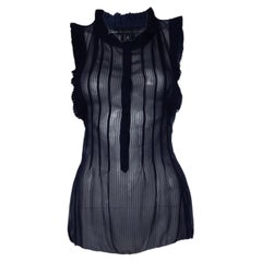Marc Jacobs, blue semi transparent ruffle top