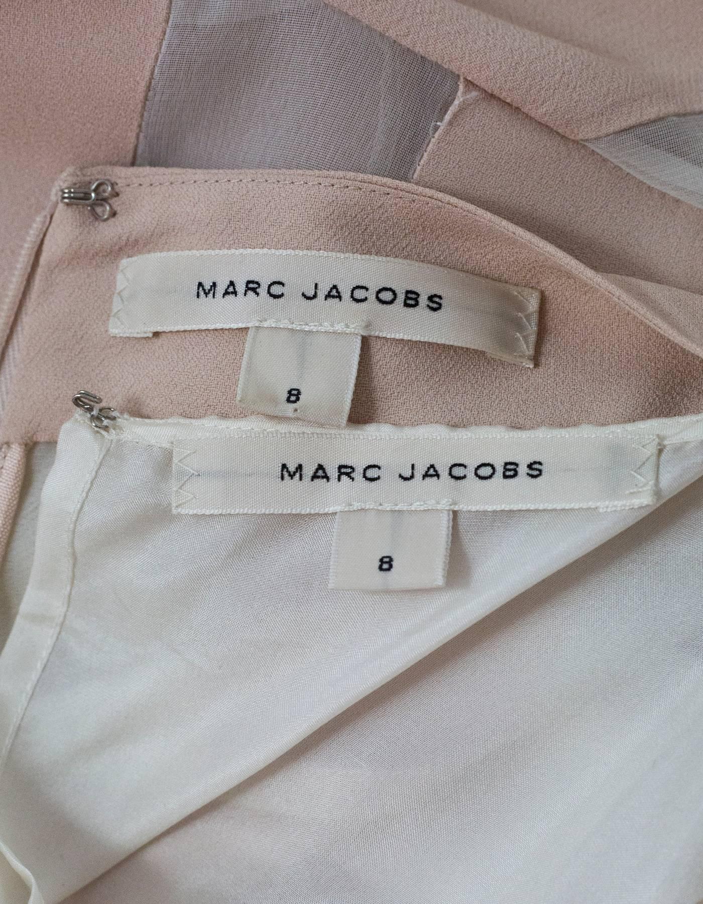 Marc Jacobs Blush & Ivory Stripe Pleated Dress Sz 8 2