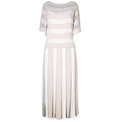 Marc Jacobs Blush & Ivory Stripe Pleated Dress Sz 8