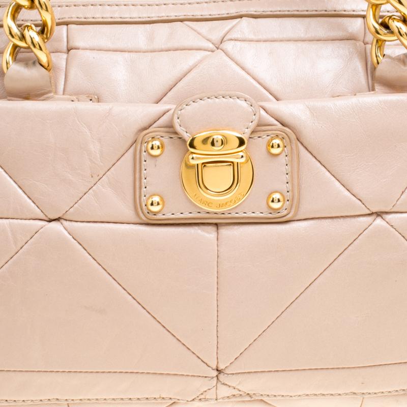 Women's Marc Jacobs Blush Pink Quilted Glazed Leather Chain Satchel For Sale