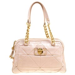 Marc Jacobs Blush Pink Quilted Glazed Leather Chain Satchel