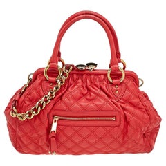 Marc Jacobs Bright Orange Quilted Leather Stam Satchel