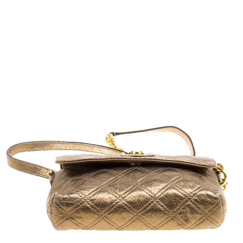 Women's Marc Jacobs Bronze Quilted Leather Day To Night Single Crossbody Bag
