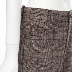 MARC JACOBS brown check tweed boucle wide leg cropped pants US2 XS