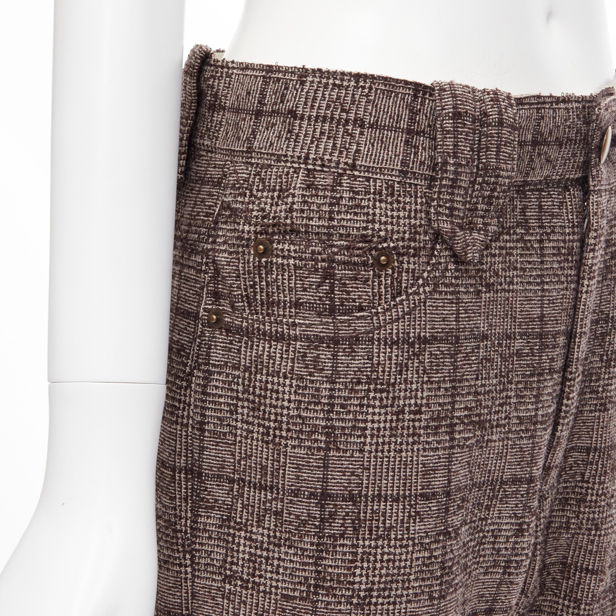 MARC JACOBS brown check tweed boucle wide leg cropped pants US2 XS 
Reference: CELG/A00219 
Brand: Marc Jacobs 
Designer: Marc Jacobs 
Material: Wool 
Color: Brown 
Pattern: Check 
Closure: Zip 
Extra Detail: 5-pocket design. Wide belt loop. 
Made