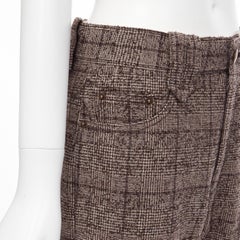 MARC JACOBS Braunes Karo-Tweed-Boucle-Hose mit weitem Bein, abgeschnitten US2 XS