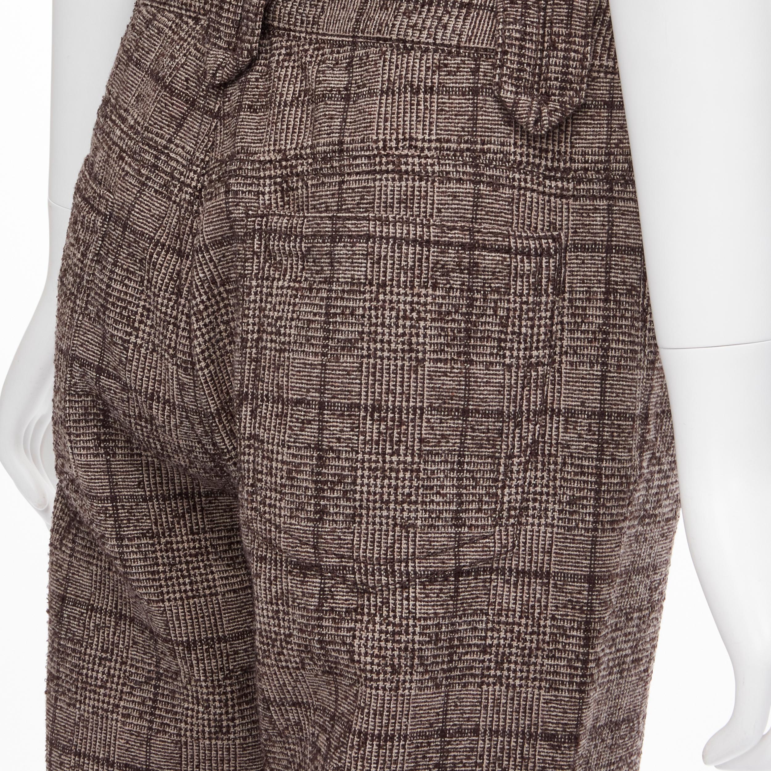 MARC JACOBS brown check tweed boucle wide leg cropped pants US2 XS For Sale 1