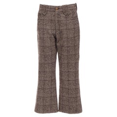 cropped tweed pants MARC JACOBS brown check tweed boucle wide leg cropped pants US2 XS