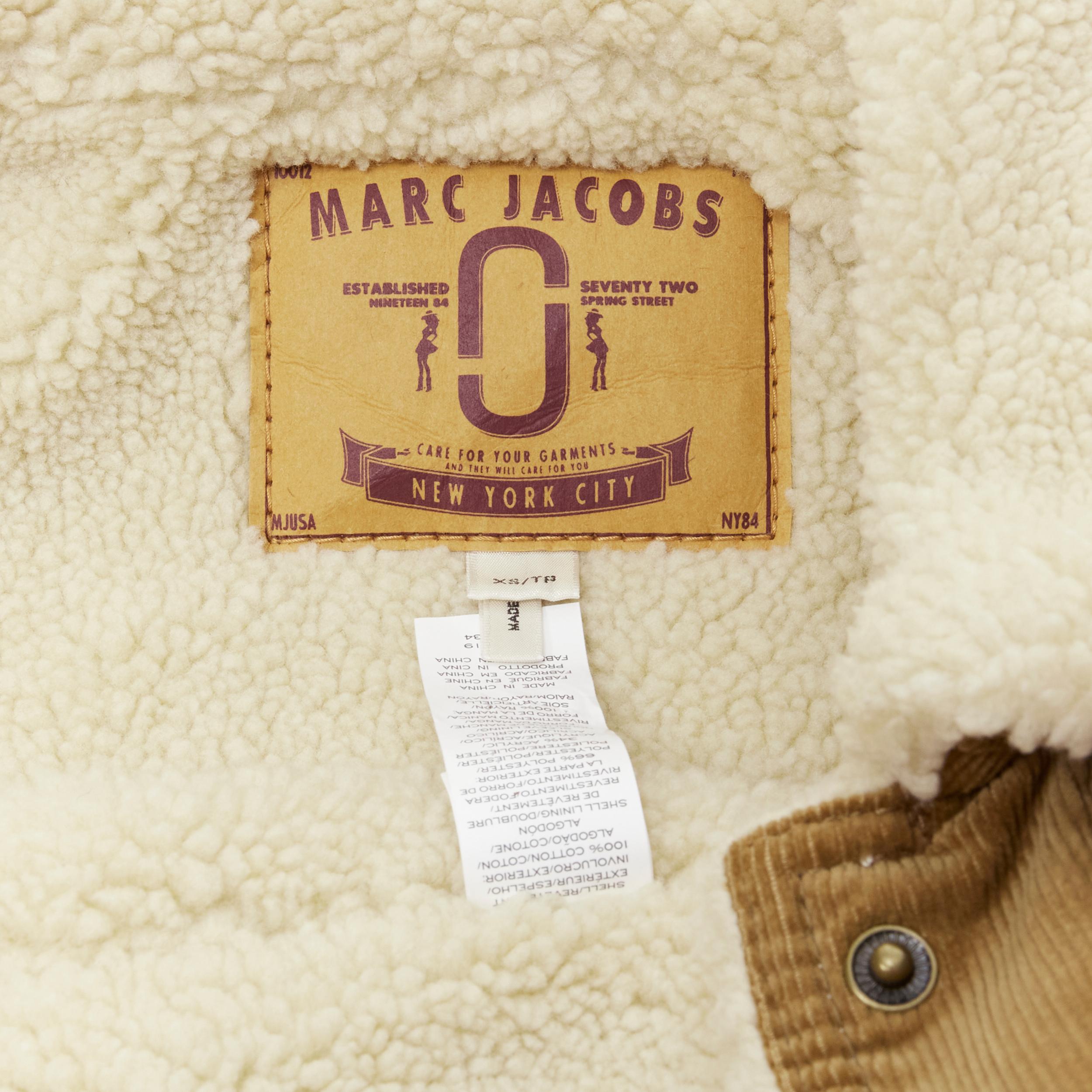 MARC JACOBS brown corduroy faux shearling lined trucker jacket XS For Sale 4