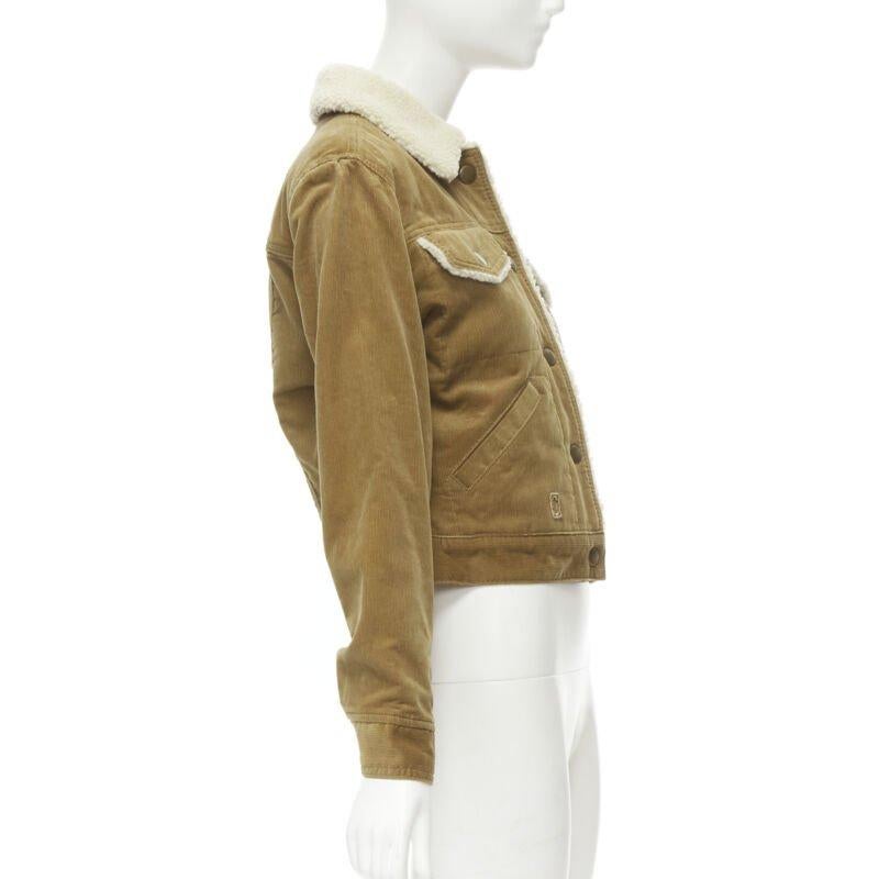 MARC JACOBS brown corduroy faux shearling lined trucker jacket XS In Excellent Condition For Sale In Hong Kong, NT
