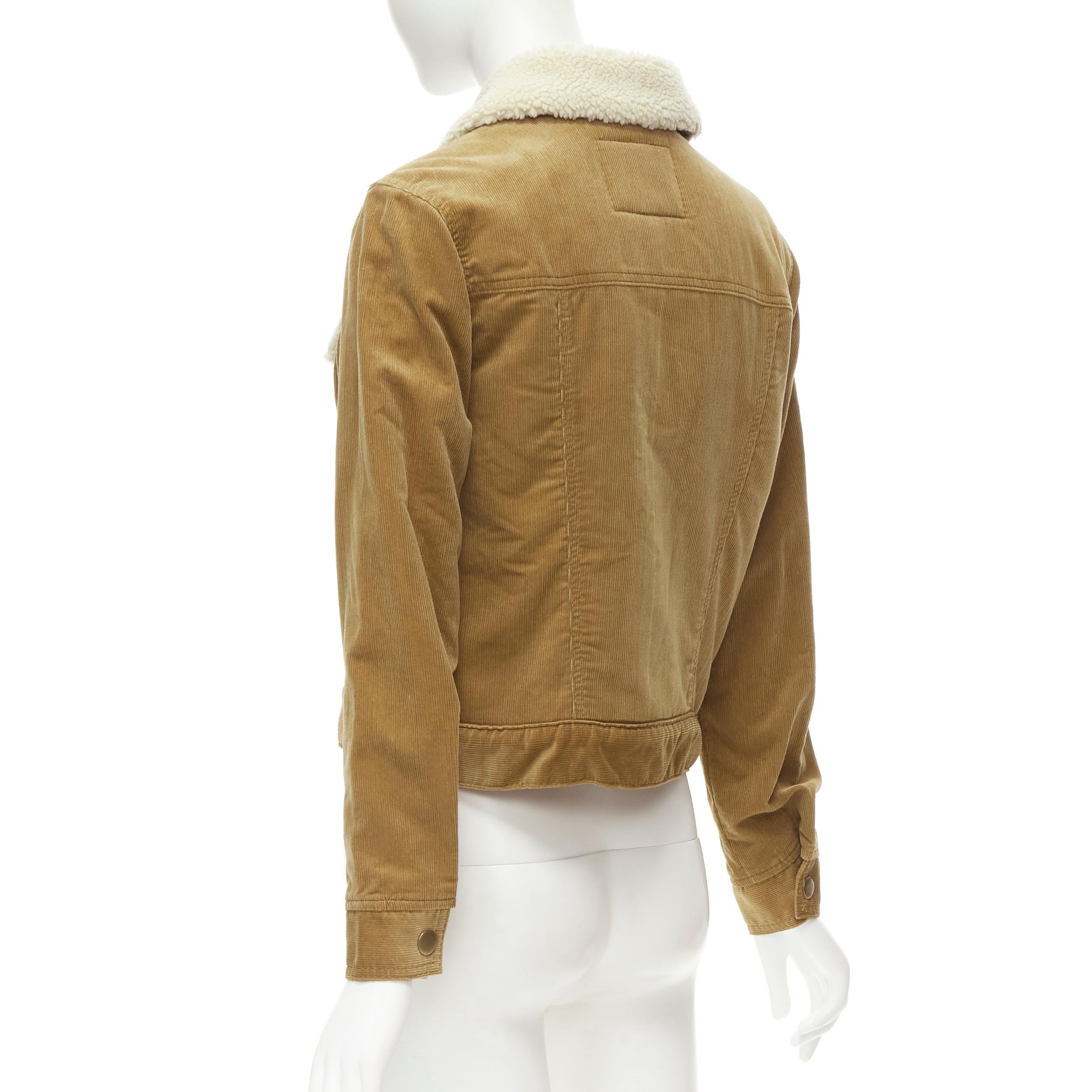 Brown MARC JACOBS brown corduroy faux shearling lined trucker jacket XS For Sale