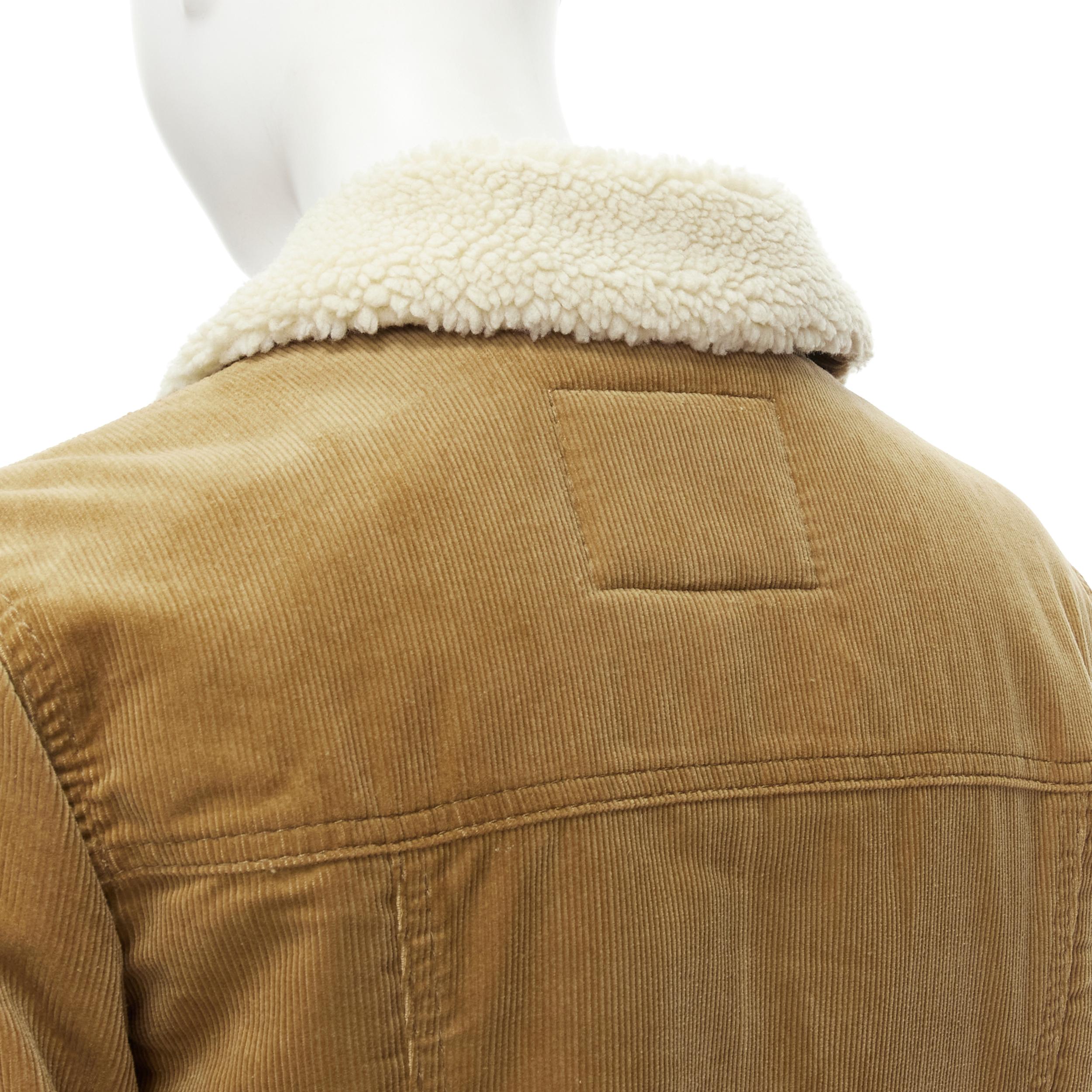 MARC JACOBS brown corduroy faux shearling lined trucker jacket XS In Excellent Condition For Sale In Hong Kong, NT