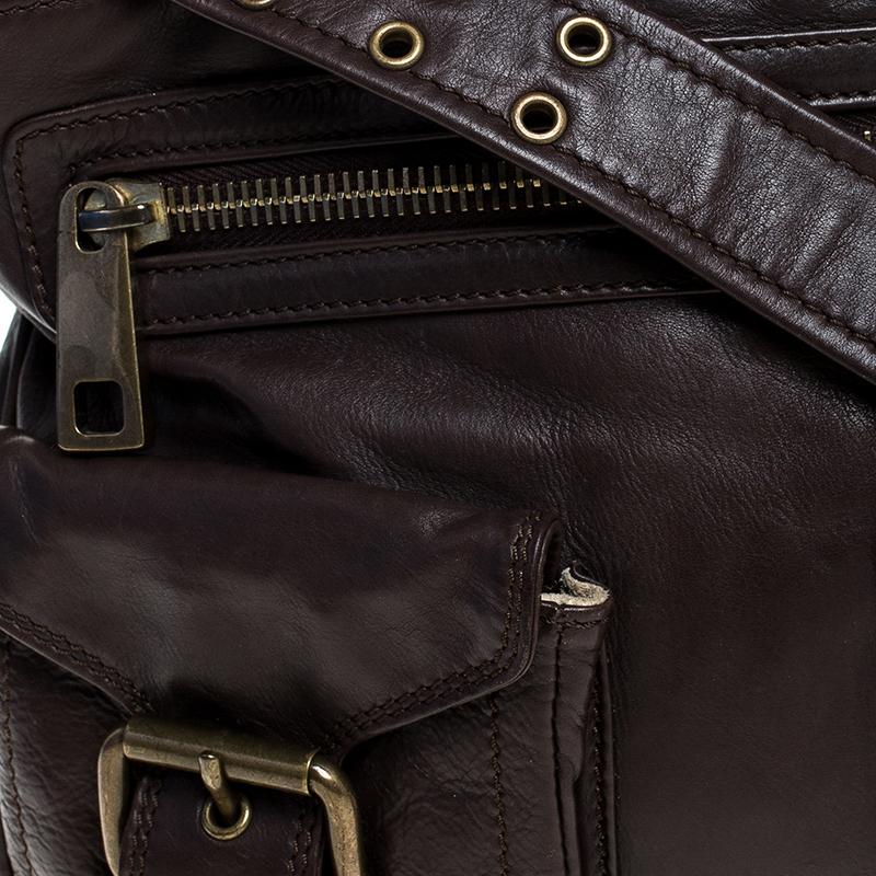 Marc Jacobs Brown Leather Front Pocket Shoulder Bag In Good Condition In Dubai, Al Qouz 2