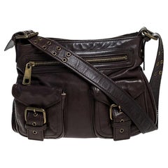 Marc Jacobs Umhängetasche aus braunem Leder mit Fronttasche