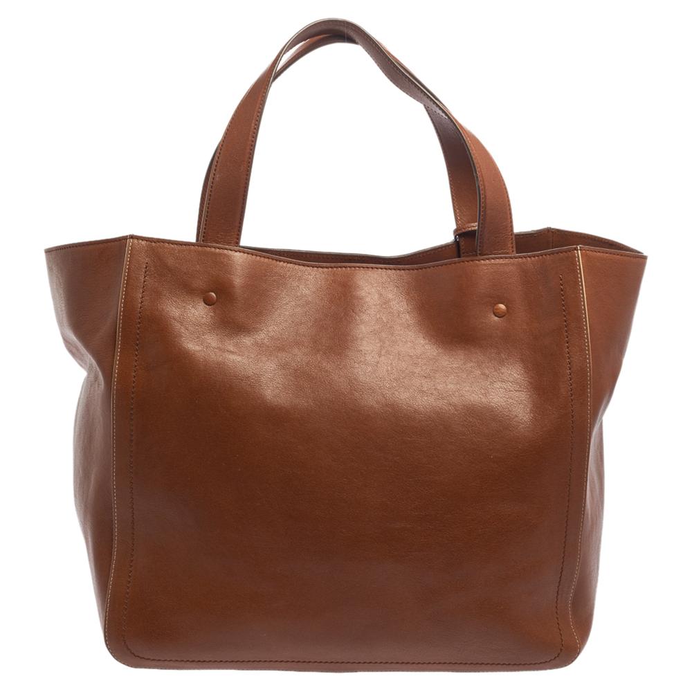 Marc Jacobs Brown Leather Front Pocket Tote In Good Condition In Dubai, Al Qouz 2
