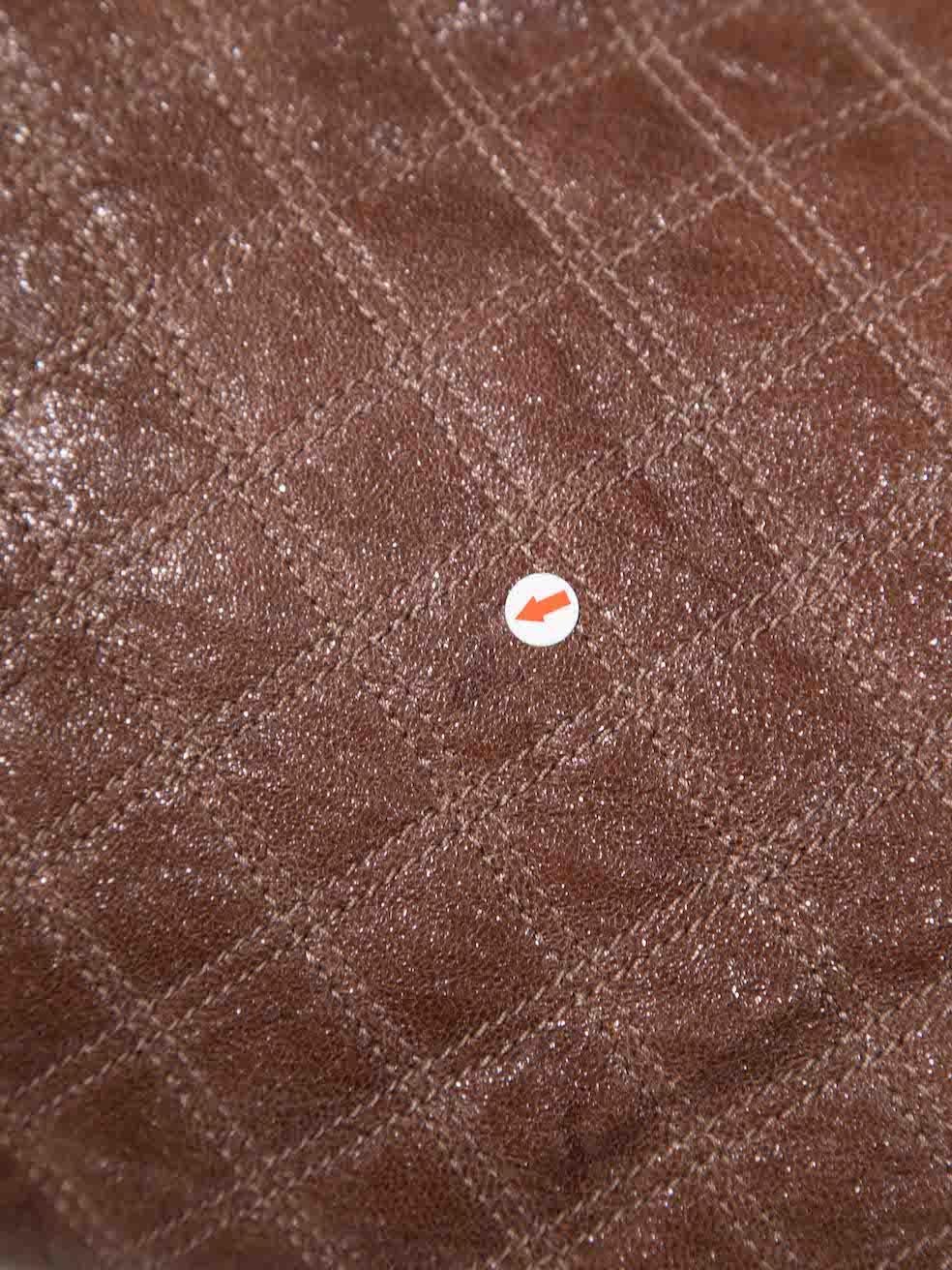 Marc Jacobs Brown Leather Quilted Lock Detail Clutch 2