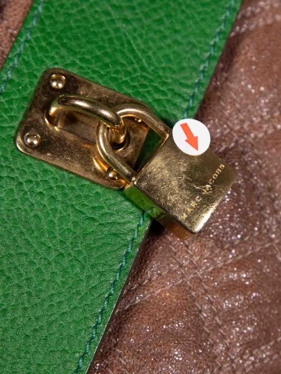 Marc Jacobs Brown Leather Quilted Lock Detail Clutch 4