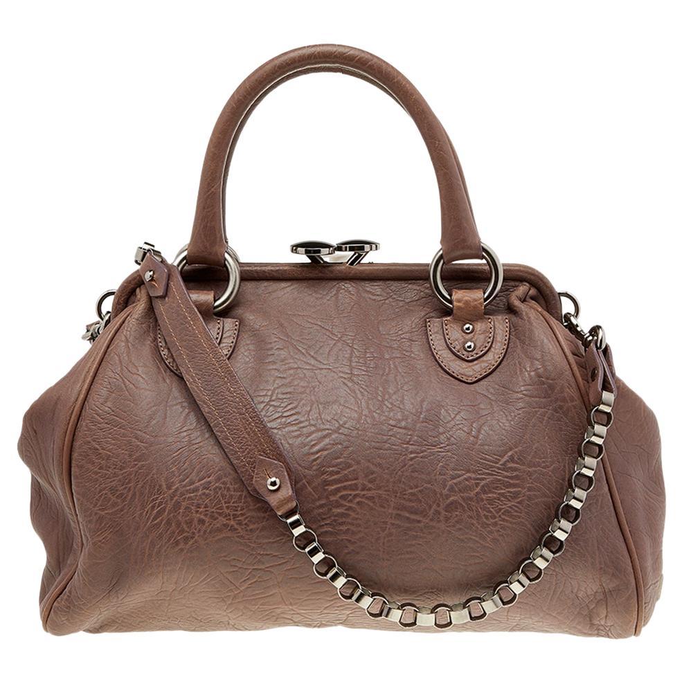 Marc Jacobs Brown Leather Sunburst Stam Satchel For Sale at 1stDibs